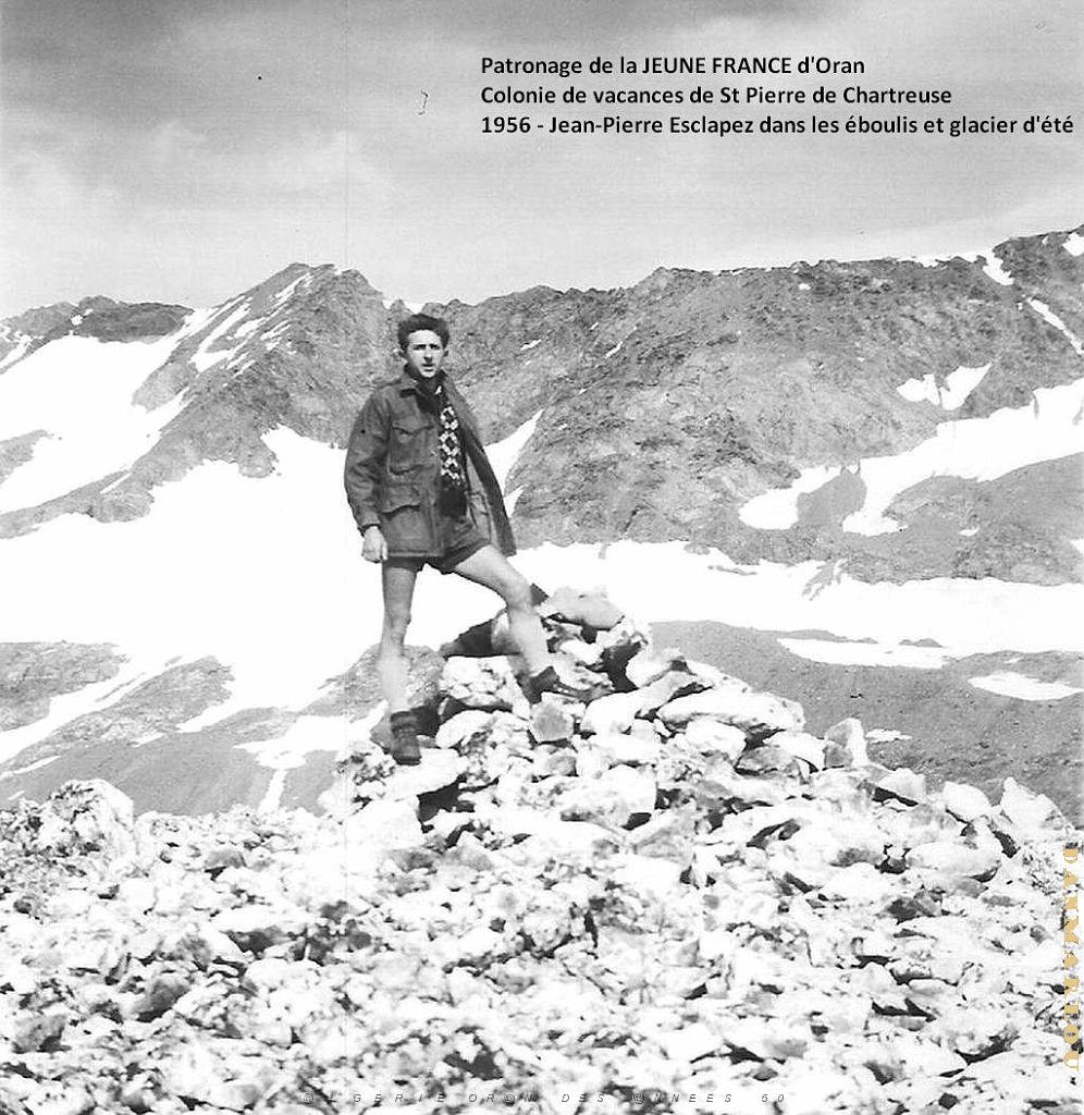 COLO JEUNE FRANCE 1956 J.P. Esclapez dans les eboulis et glacier vd'ete.jpg